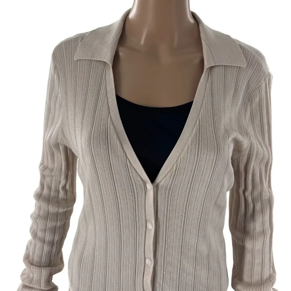 Rag & Bone Champagne Gold Pacey V Neck Button Down Cardigan Sweater